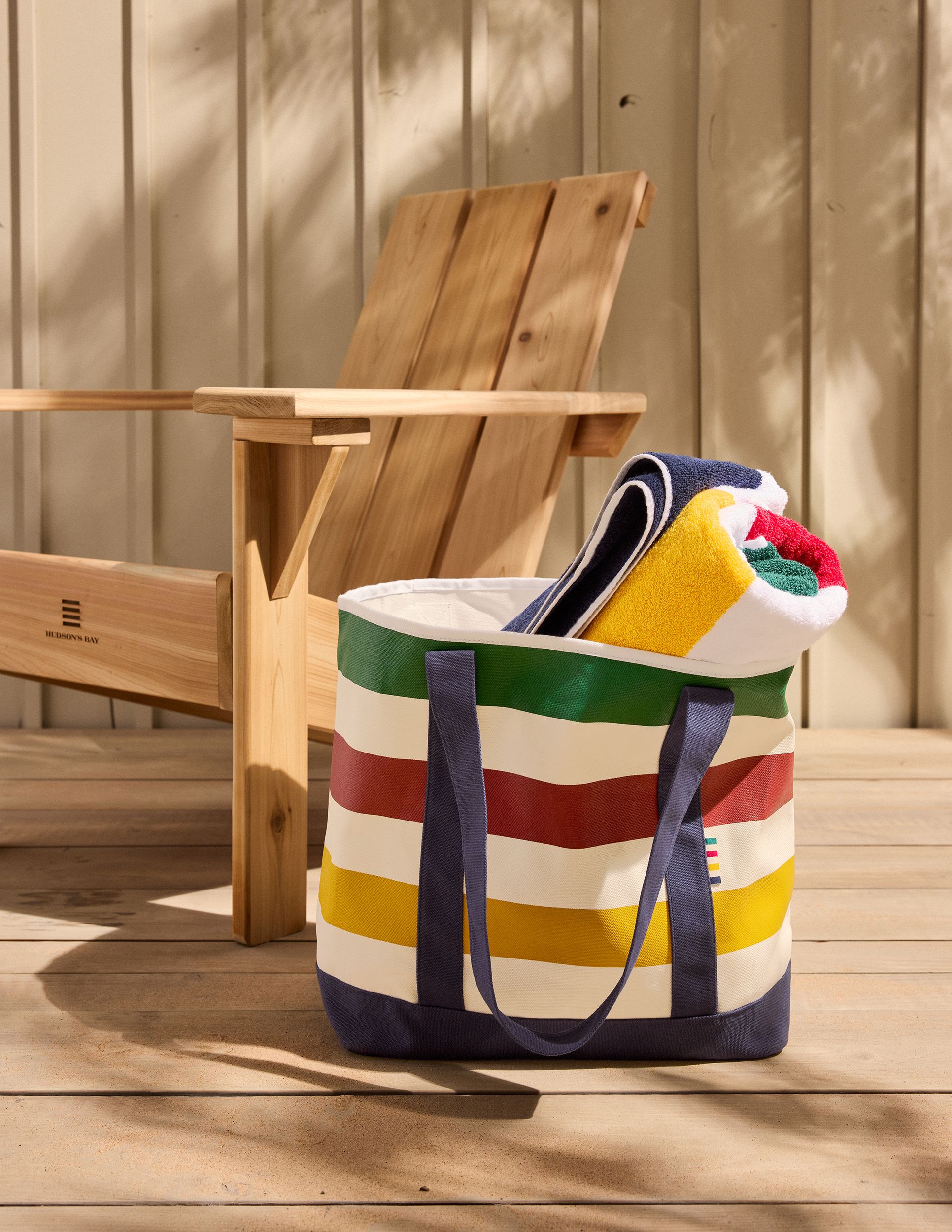Serviette de plage La Baie d’Hudson, rayures Cabana verticales, multicolore