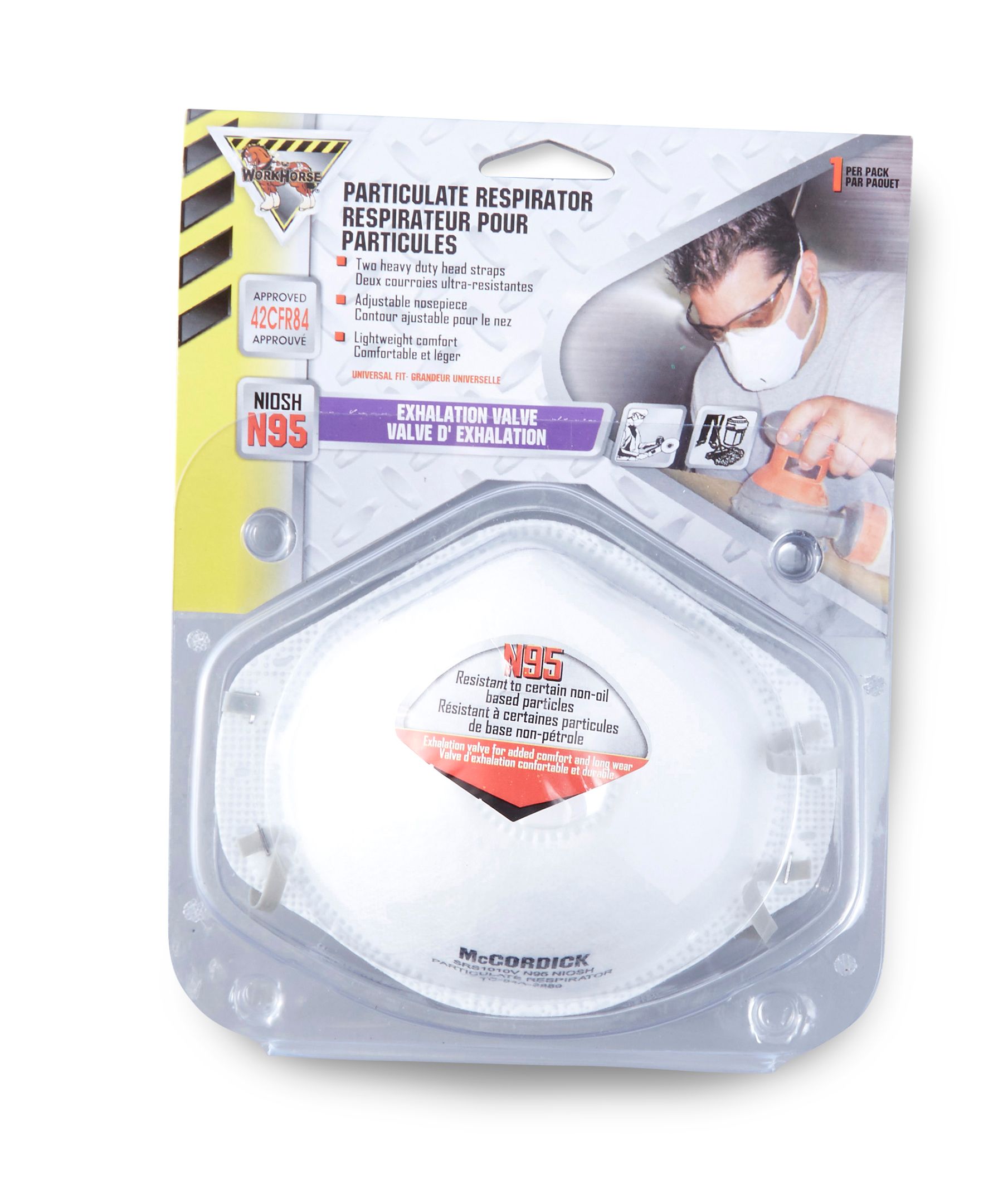 Masque de protection faciale contre les particules avec valve, Workhorse