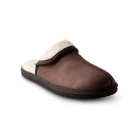 WindRiver Men's Faux Suede Mule With Sherpa Lining Slippers - Tan/Brown Front_Three_Fourths_Angled_Right