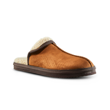 WindRiver Men's Faux Suede Mule With Sherpa Lining Slippers - Tan/Brown Front_Three_Fourths_Angled_Right