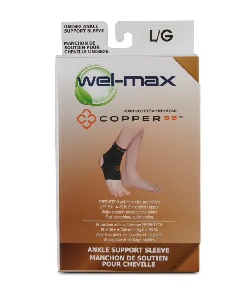 Copper 88 Ankle Compression Sleeve with 88% Copper Fiber Embedded Nylon to  Aid in Recovery & Pain Relief … (Medium)