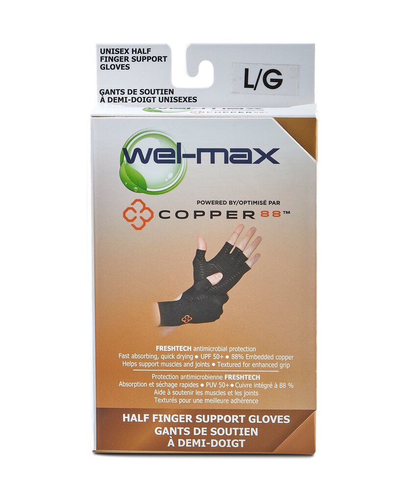 Welmax Copper 88 Fingerless Glove Support Sleeve Marks