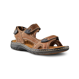 Denver Hayes Men's Parkdale FRESHTECH Leather Adjustable Straps Sandals - Brown Front_Three_Fourths_Angled_Right