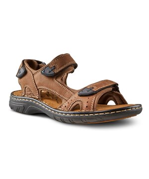 Denver Hayes Men's Parkdale FRESHTECH Leather Adjustable Straps Sandals - Brown
