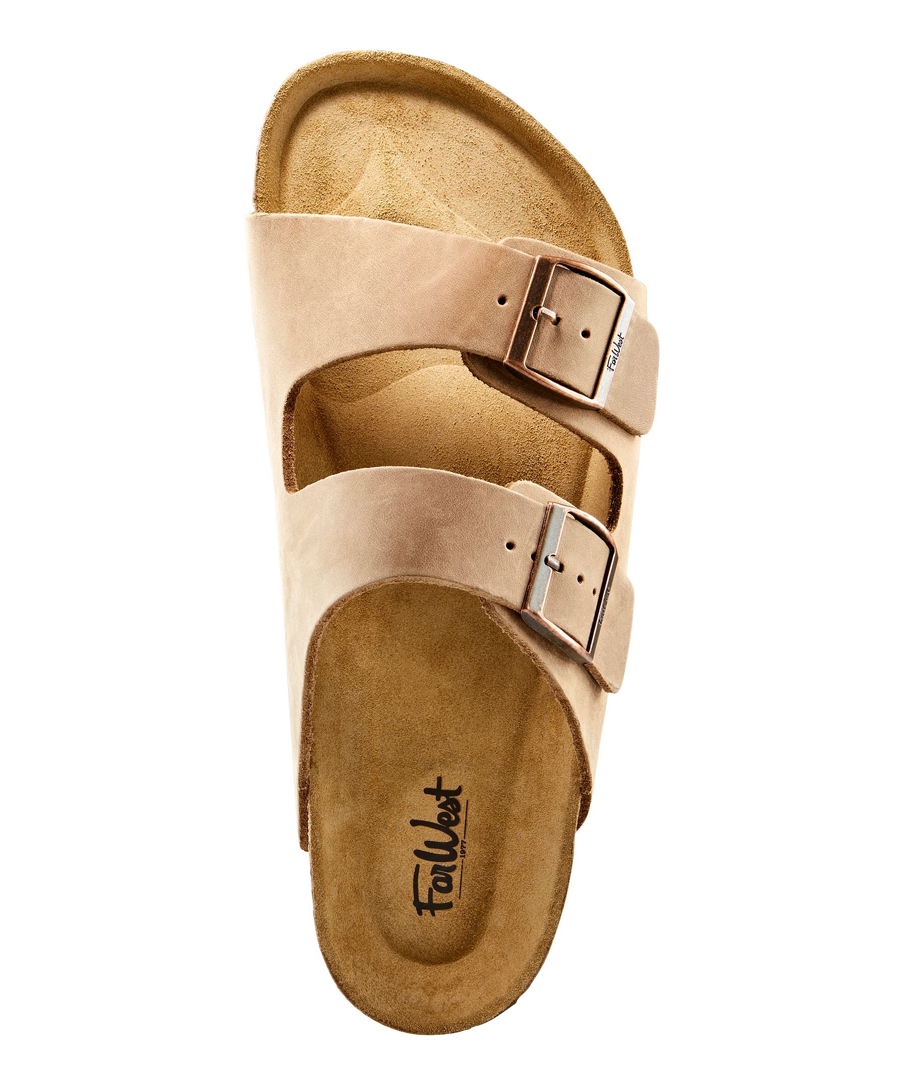 FarWest Sandales à enfiler en cuir pour hommes pour hommes, Tofino, marron