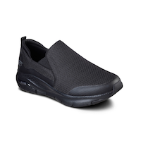 Skechers Men's Arch Fit Mesh Slip On Shoes Black - Wide Front_Three_Fourths_Angled_Right