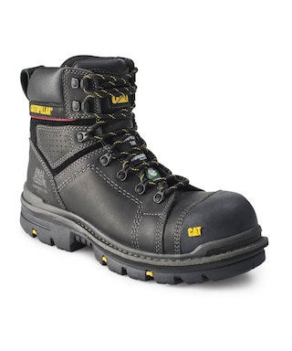 CAT 6 Bottes de travail en cuir imperméables à la plaque composite d'orteil de Hauler de pouce pour homme