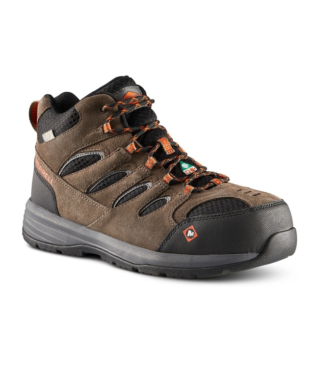 Bottes de randonnée de sécurité mi-basses étanches à l'eau à protection en acier et avec Kinetic Fit pour hommes, Windoc, Merrell Work