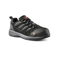 Merrell Work Men's Steel Toe Steel Plate Windoc Low Kinetic Fit Safety Hikers - Black Front_Three_Fourths_Angled_Right