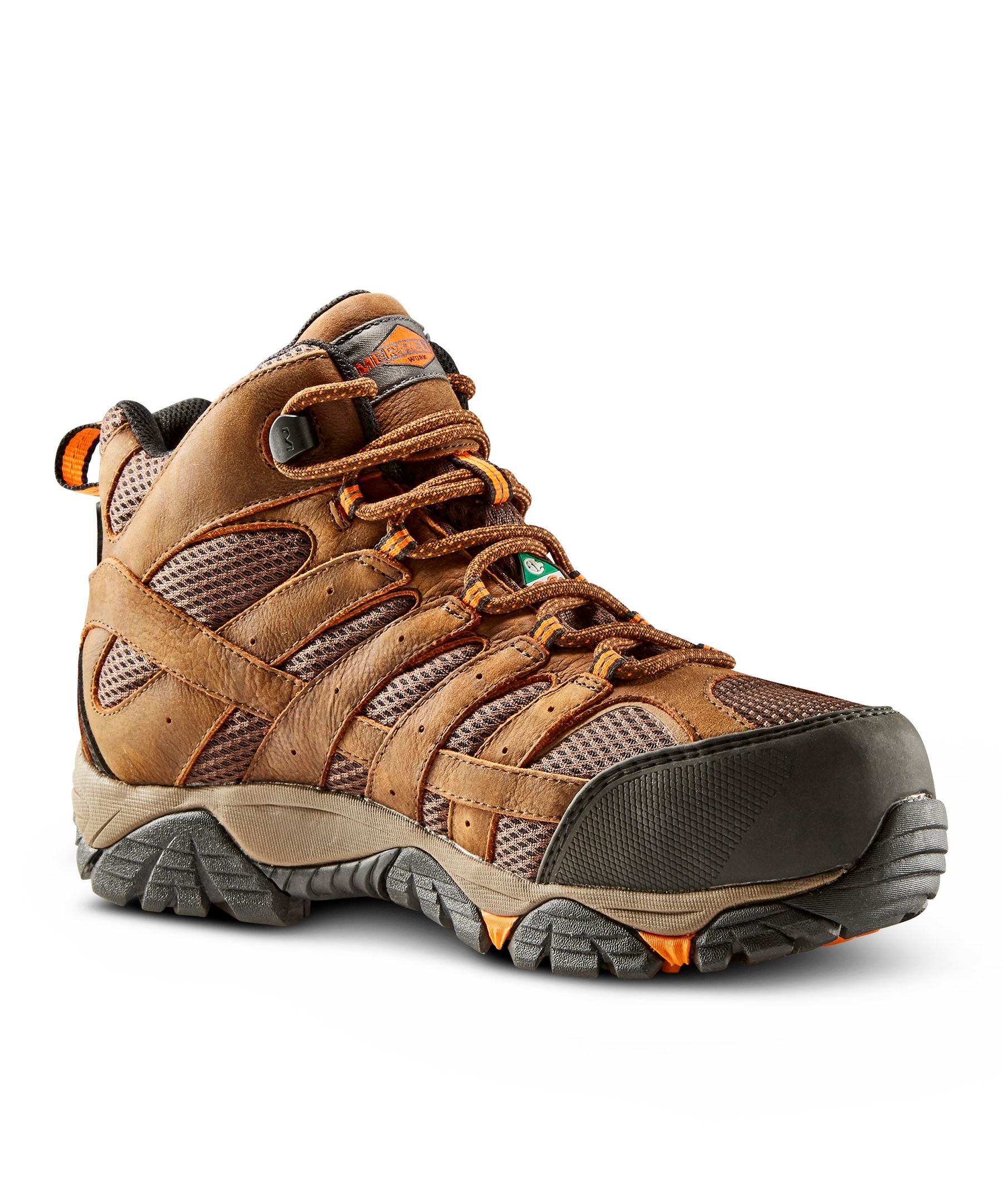 Merrell Work Men's Composite Toe Composite Plate Moab Vertex Mid-Cut Safety Boots - Taupe Grey