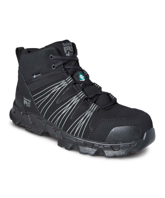 Timberland PRO Men's Aluminium Toe Composite Plate Mid-Cut Powertrain Athletic Safety Shoes - Black