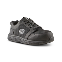 Skechers Work Men's Aluminum Toe Steel Plate Lace Up Athletic Safety Shoes - Black Front_Three_Fourths_Angled_Right