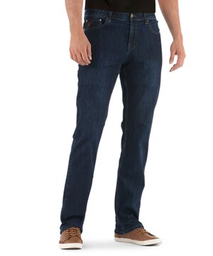 Jean extensible confortable Lois en denim à délavé indigo foncé, Peter