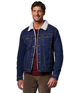 Lois Blouson en denim à col recouvert de sherpa pour hommes, Bill
