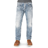 Jean fuselé Silver de coupe décontractée au fini délavé clair, pour hommes, Eddie Front_Flat