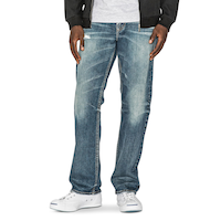 Silver Men's Gordie Loose Fit Straight Stretch Jeans - Dark Wash Front_Flat