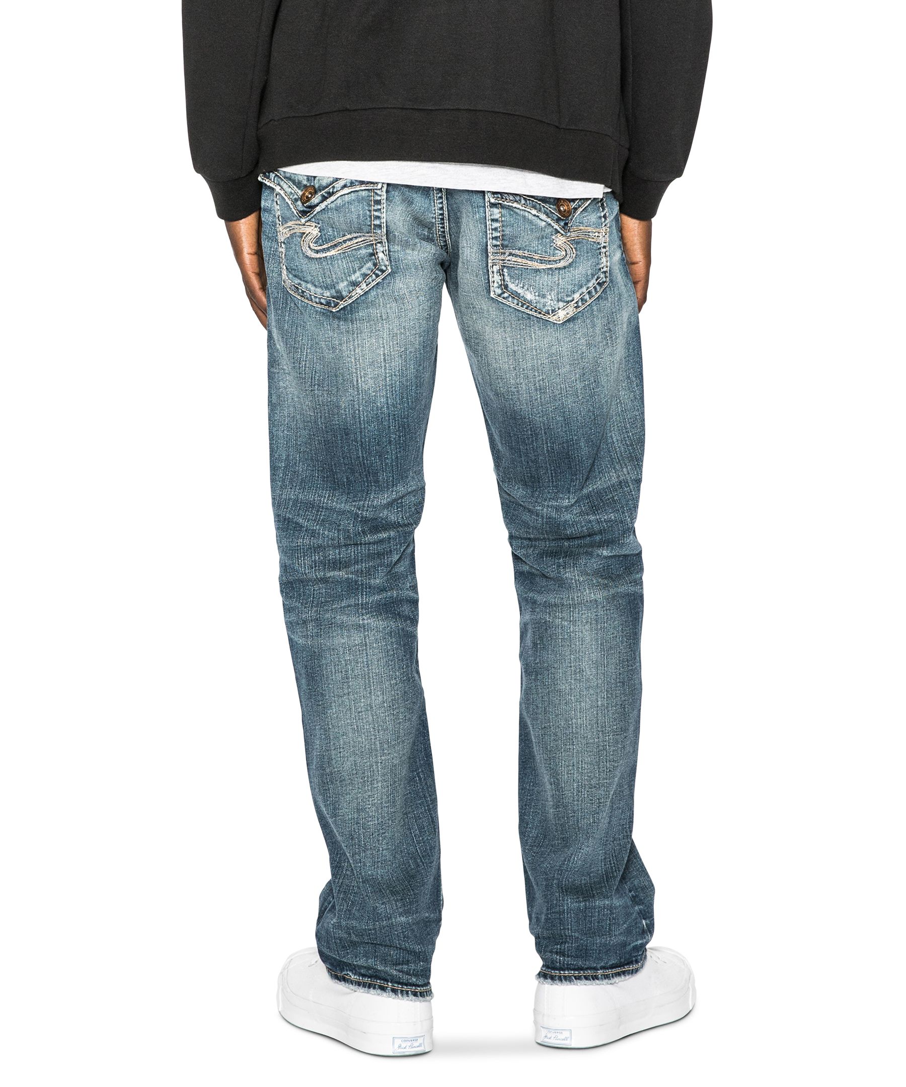 Silver Jean foncé à coupe ample et jambe droite pour hommes, Gordie