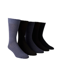 Denver Hayes Men's 5 Pack Cotton and Modal Blend FRESHTECH Casual Crew Sock Front_Angled_Right