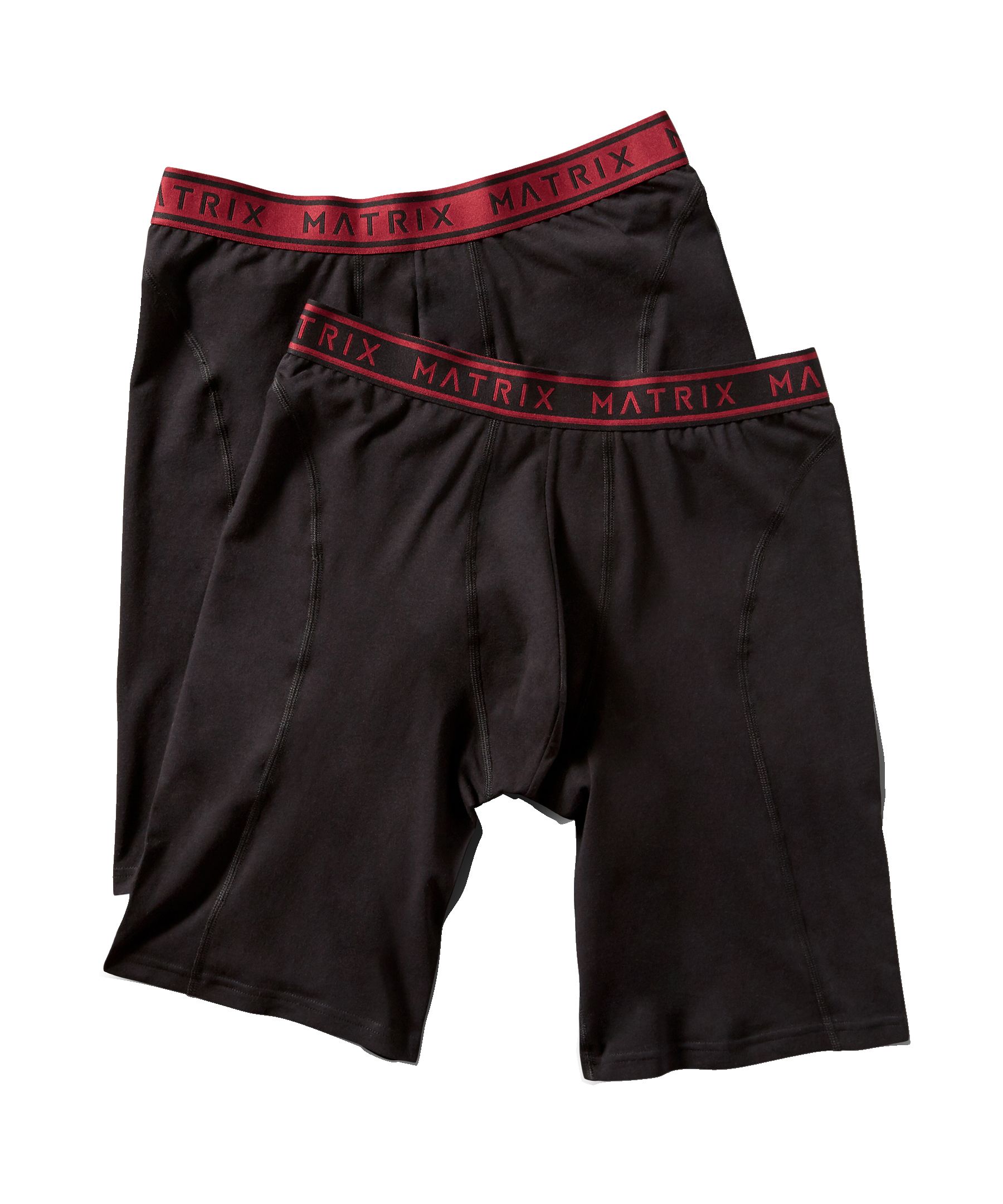 Matrix Men's 2 Pack Cotton Stretch Long Boxer Briefs Underwear