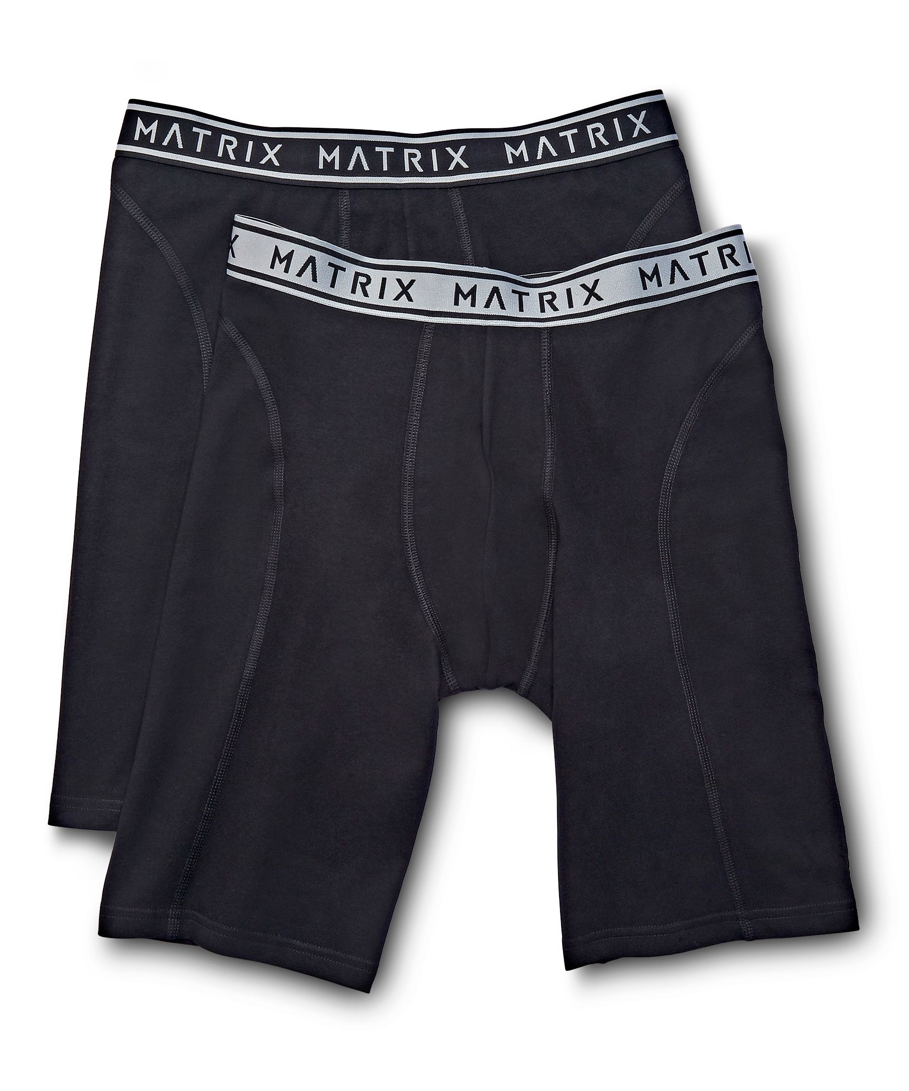 Long-leg two-way stretch cotton boxers in Black for