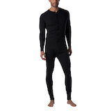 WindRiver Men's Stretch Waffle Long Sleeve One Piece Baselayer - Black Front_Flat