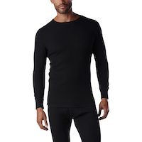 WindRiver Men's Thermal Stretch Freshtech Long Sleeve Waffle Top - Black Front_Flat