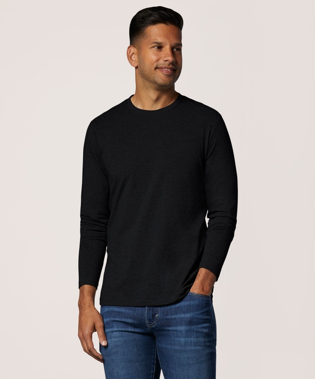 Denver Hayes Men's Stretch Long Sleeve Modern Fit Crewneck T Shirt