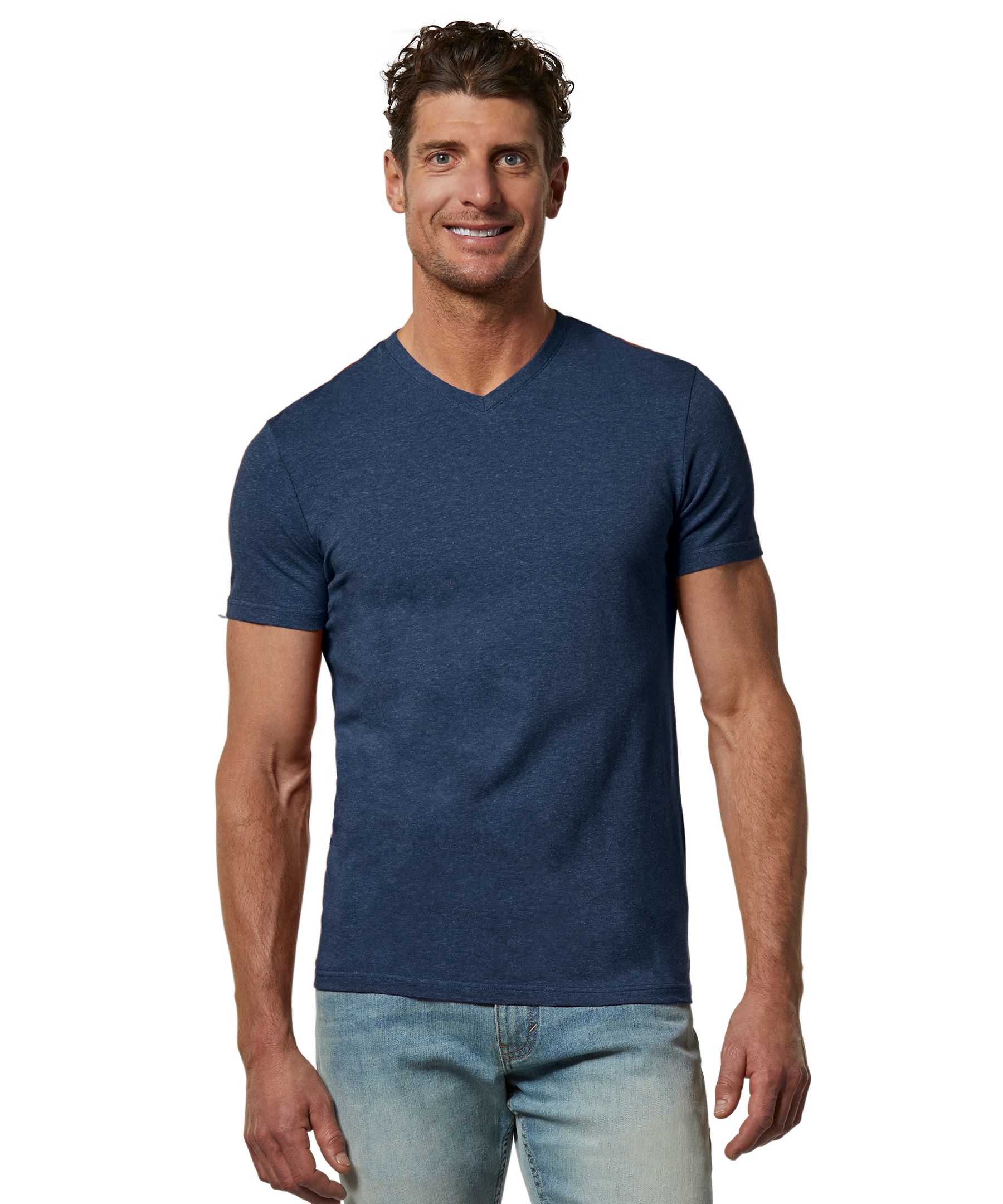 T-shirt extensible de coupe moderne à encolure en V pour hommes, Denver Hayes
