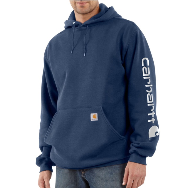 Chandail en molleton à capuche de poids moyen avec logo sur la manche pour hommes, Carhartt