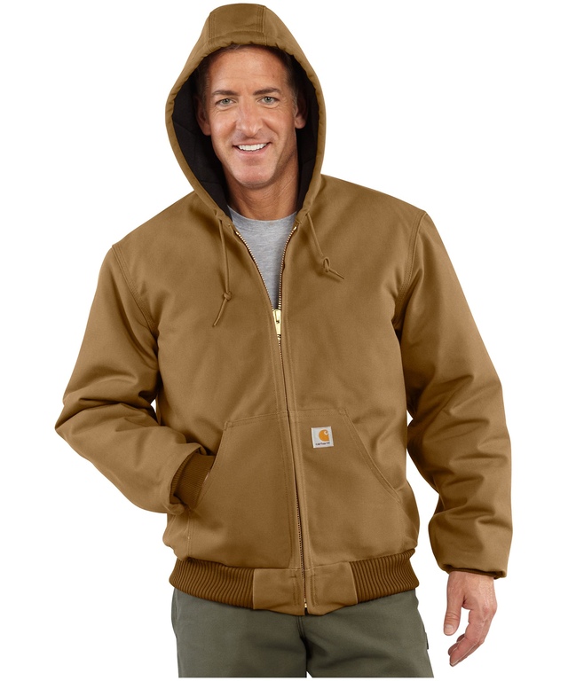 Carhartt Men's Duck Quilt Flannel Hooded Active Jacket - Brown -