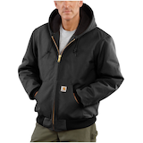 Carhartt Men's Duck Quilt Flannel Hooded Active Jacket - Brown - Front_Angled_Left