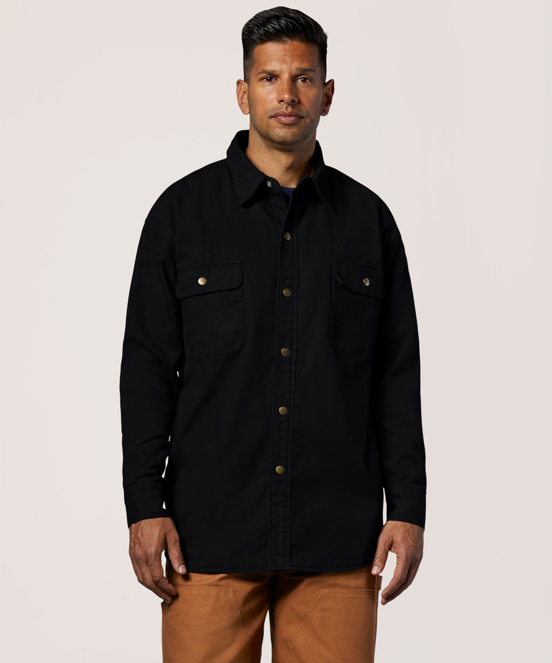 DAKOTA ダックシャツジャケット Dakota Fleece Lined Brown Weight Duck Snap Button Shirt XXL