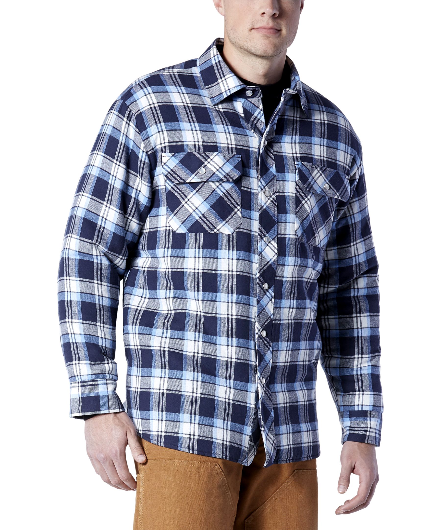 Aggressor Men's Snap-Front Plaid Quilted Flannel Work Shirt