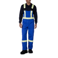 FireWall Workwear Men's Flame Resistant Striped Bib Overall Front_Angled_Left