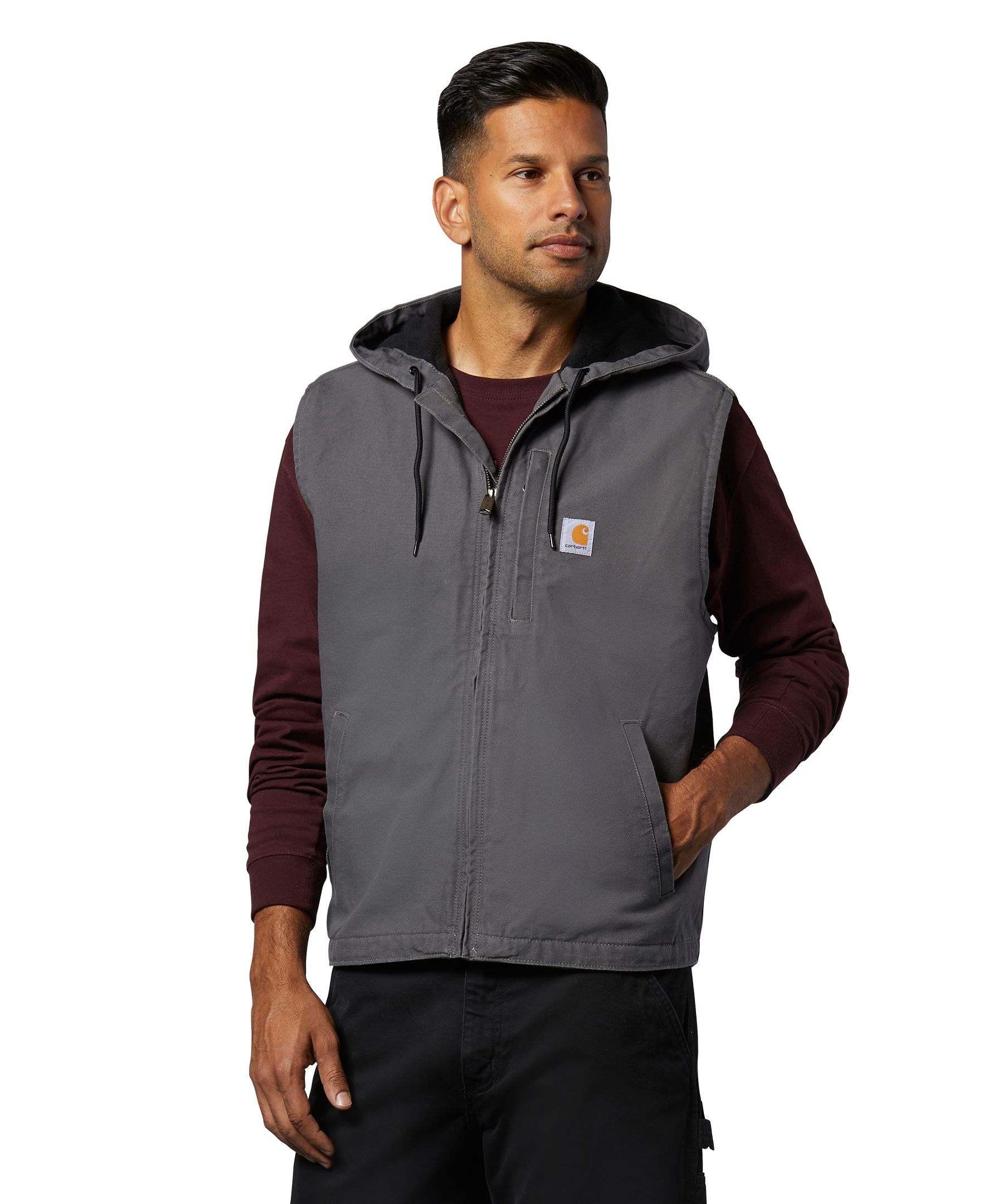 Men's Knoxville Cotton Duck Hooded Vest - Gravel | Mark's