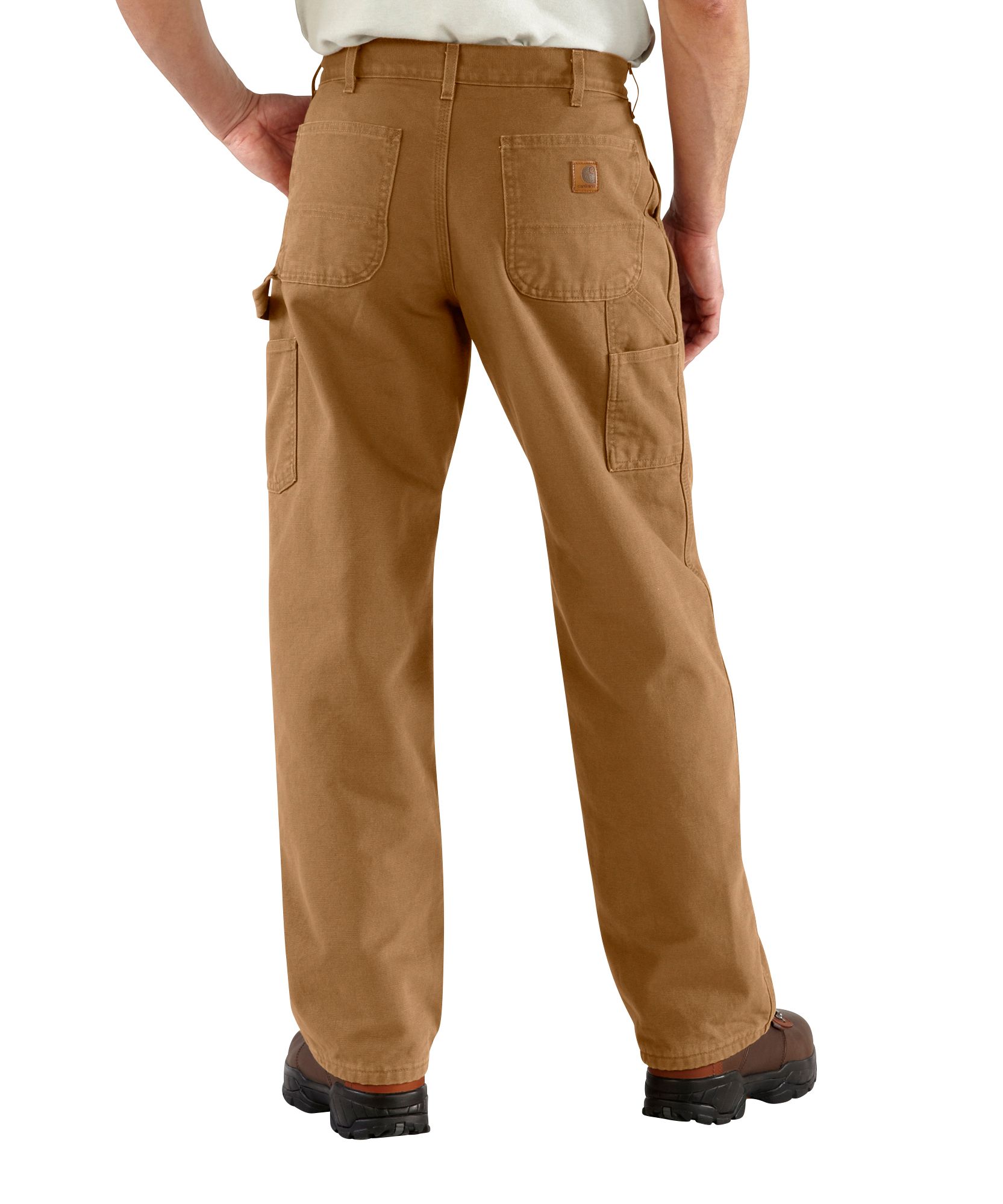 Pantalon de travail doublé en coutil lavé à jambe droite et coupe ample pour hommes, Carhartt
