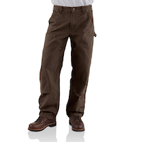 Pantalon de travail en coutil lavé avec panneaux avant doubles à jambe droite et coupe ample pour hommes, Carhartt Front_Flat