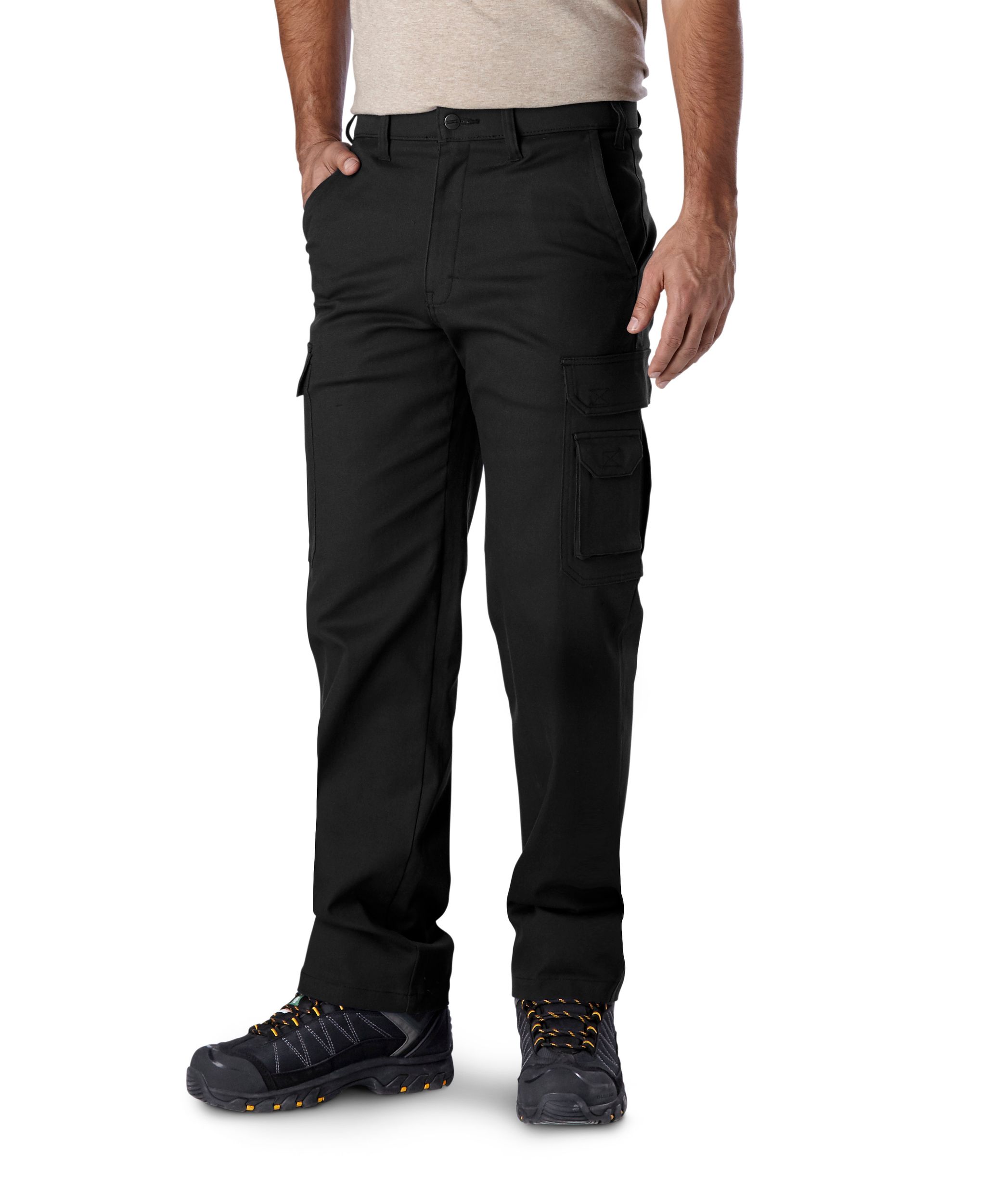 Mens Stretch Work Trouser with Cordura Knee Pad Pockets Workwear Pro Pants  Black | eBay