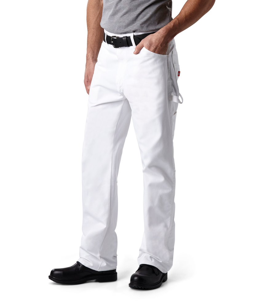Pantalon de peintre pour homme, coton, blanc, taille 34