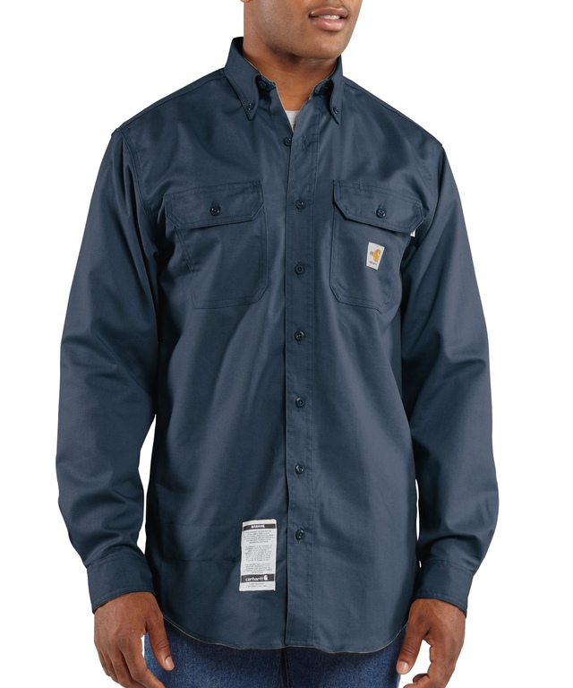 Carhartt Men's Flame Resistent Button Down Twill Shirt with Chest Pockets