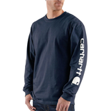 T-shirt graphique à manches longues à coupe ample avec logo sur la manche pour hommes, Carhartt