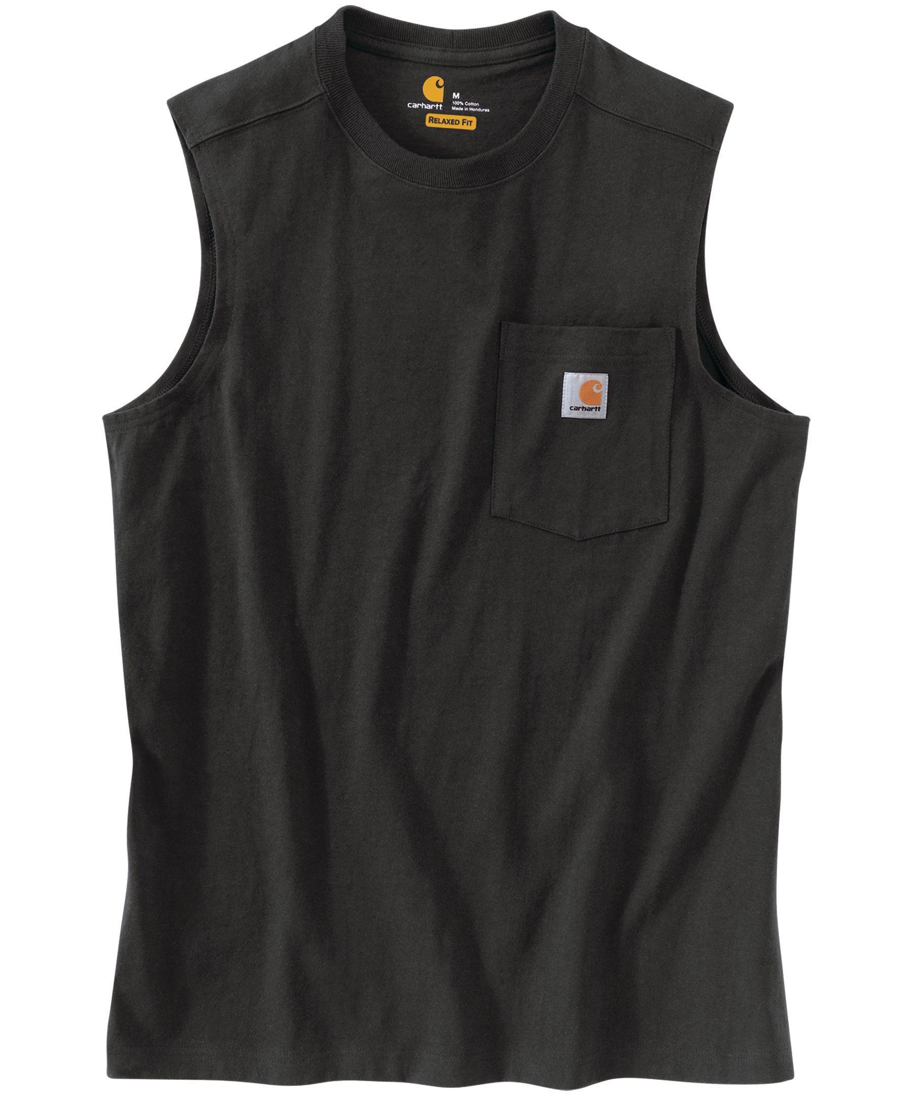 Carhartt T-shirt de travail sans manches avec poche pour hommes, gris chiné