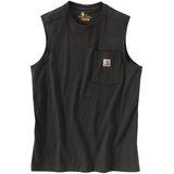 Carhartt T-shirt de travail sans manches avec poche pour hommes, gris chiné Front_Flat