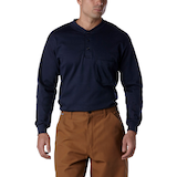 Bulwark Men's EXCEL FR Flame Resistant Cotton Long Sleeve Henley Shirt Front_Flat