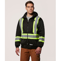 Chandail en molleton doublé haute visibilité Dakota WorkPro Series, à capuche et à glissière pleine longueur, pour hommes Front_Flat