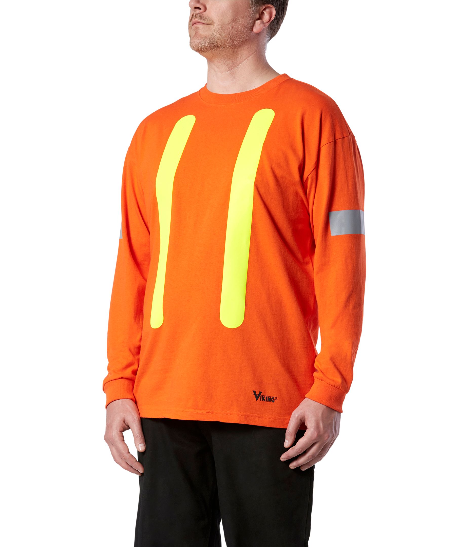 T-shirt de sécurité Viking en coton avec manches longues à rayure, pour hommes