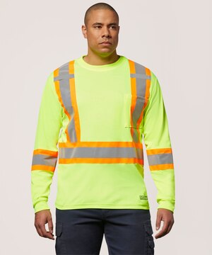 T-shirt de travail Dakota WorkPro Series haute visibilité de catégorie 2 doublé à col ras du cou et à manches longues, pour hommes