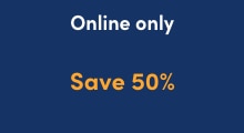 Save 50% online only.