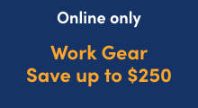 Work gear save up to $250.