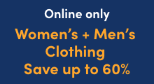 Women's and men's clothing save up to 60%